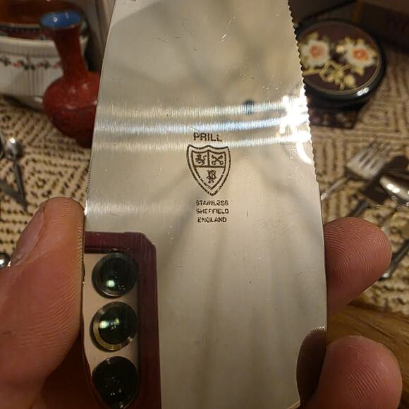 Vintage Prill Sheffield England Pie Cake Server Floral Purple Porcelain Handle. - Picture 16 of 16